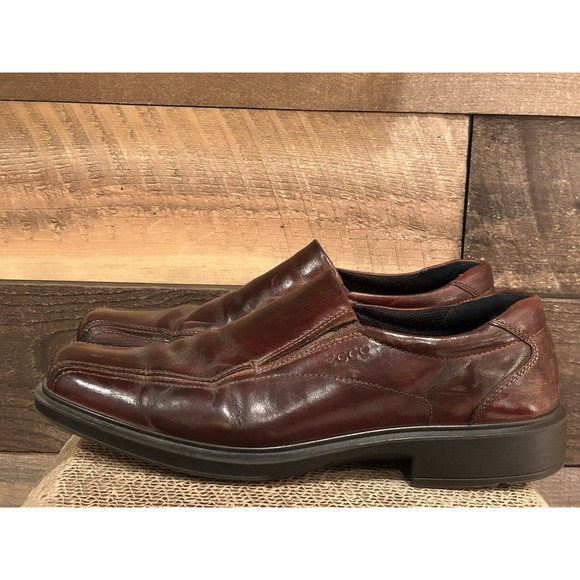 Ecco Helsinki Bike Toe‎ Brown Leather Slip On Loafers Mens US 11 EU 45 main image 5